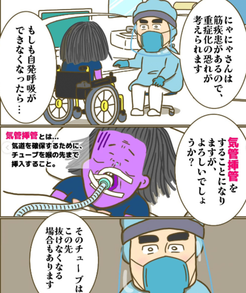 【漫画】コロナで緊急入院⑬（@kurumaisu_nyanyaさんより提供）